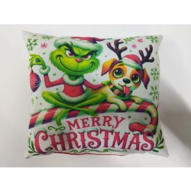 Díszpárna, párna, fehér - Grincs - The Grinch - ÚJ