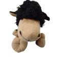 20 cm-es fekete szőrmés plüss figura, bárány - ÚJ