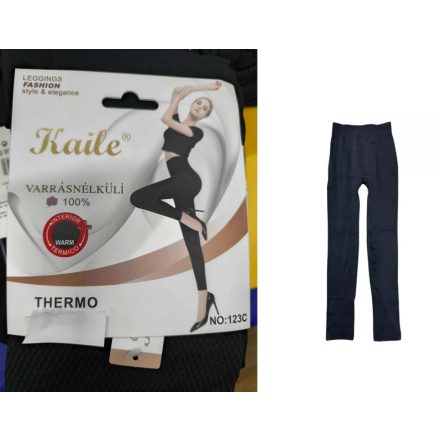 Női 2-5XL-es fekete vastagabbb, thermo bélelt leggings jellegű, lábfej nélküli harisnya - ÚJ