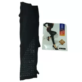   Női XXL-5XL fekete vastagabb strasszos leggings jellegű harisnya - ÚJ