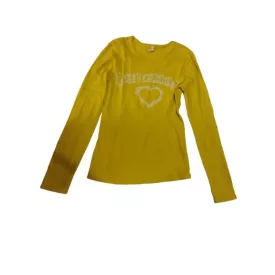   158-164-es mustársárga feliratos lány pamutfelső - Benetton