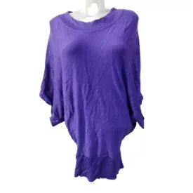   Női XS-es lila finomkötött denevérujjú rövid ujjú pulóver, felső - Amisu