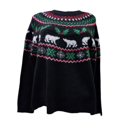 Női S-es fekete jegesmedvés kötött pulóver - H&M