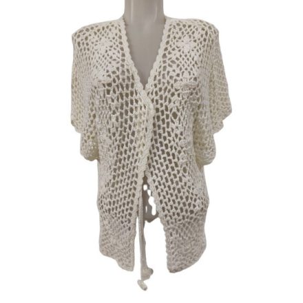Női M-es fehér horgolt nagylyukú kardigán - Ren Moda