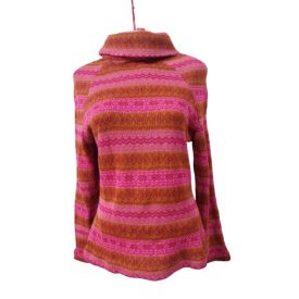 Női M-es pink-narancs színes mintás pulóver