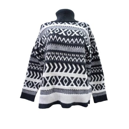 Női M-es fekete-fehér mintás vastag kötött pulóver - Mohito