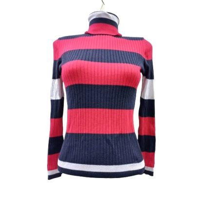 Női M-es kék-piros csíkos garbónyakú pulóver - Only