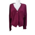 Női L-es bordó finomkötött rövid állasú kardigán (kicsit foltos)