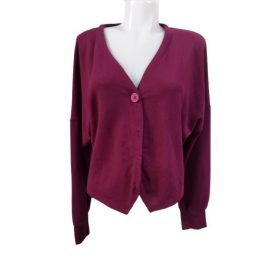   Női L-es bordó finomkötött rövid állasú kardigán (kicsit foltos)