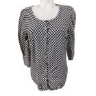 Női XL-es fekete-fehér pöttyös feles ujjú finomkötött kardigán - S.Oliver