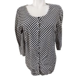   Női XL-es fekete-fehér pöttyös feles ujjú finomkötött kardigán - S.Oliver