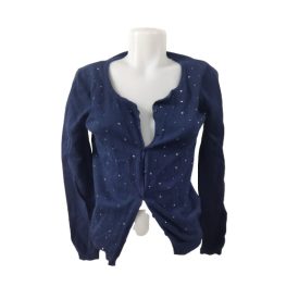   Női L-es sötétkék strasszos finomkötött kardigán - Camaïeu