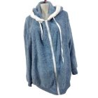 Női 3XL-es kék szőrmés kardigán 