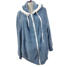 Női 3XL-es kék szőrmés kardigán 