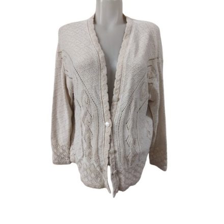 Női 2-3XL-es drapp kötött kardigán