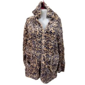   Női XL-XXL-es párducmintás szőrmés kardigán-kabát - ÚJ