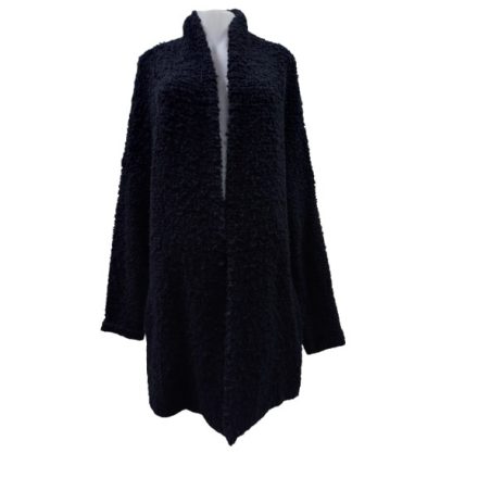 Női XL-es fekete hurkolt anyagú kardigán-kabát - S. Oliver