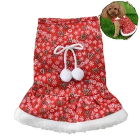   L-es piros hópelyhes feliratos karácsonyi ruha kiskutyára - ÚJ