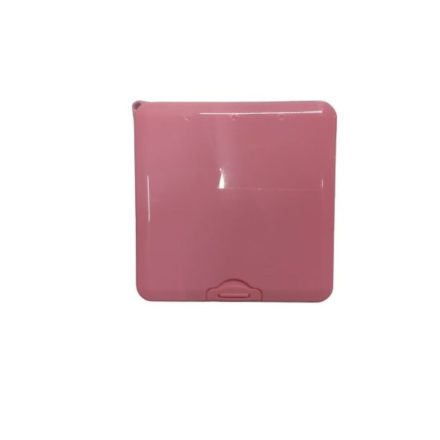 Rózsaszín lapos műanyag tartó, tok, 10*10 cm - ÚJ