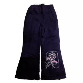   98-as sötétlila virágos polárral bélelt kordnadrág - ÚJ