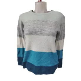 158-164-es kék csíkos puha kötött lány pulóver - H&M