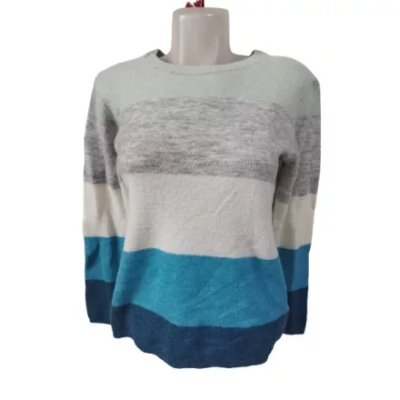 158-164-es kék csíkos puha kötött lány pulóver - H&M