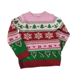   128-as rózsaszín karácsonyi kötött pulóver - Little Kids