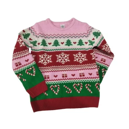 128-as rózsaszín karácsonyi kötött pulóver - Little Kids