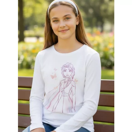 122-128-as fehér csillogó pamutfelső - Frozen - Jégvarázs - H&M
