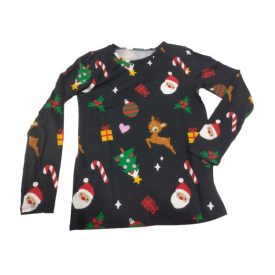 122-128-as fekete karácsonyi lány pamutfelső - H&M