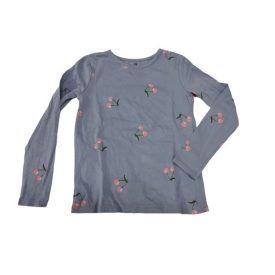 122-128-as szürkéslila cseresznyés pamutfelső - H&M