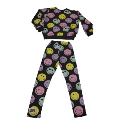 122-128-as fekete színem mintás tréningegyüttes - Smiley - H&M