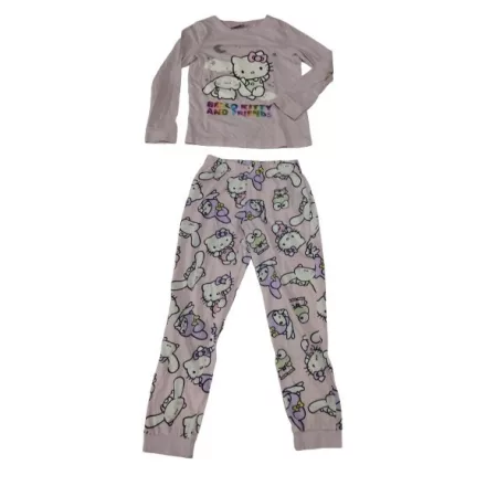 122-128-as lila pamut pizsama - Hello Kitty