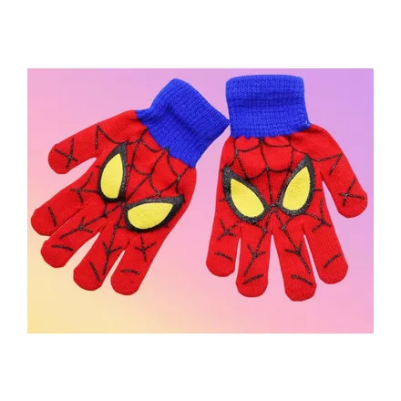 Kék-piros kötött kesztyű, kb 4-6 évesre - Spiderman - Pókember - ÚJ