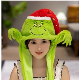   Szőrmés mozgatható fülű, vicces sapka - Grincs - The Grinch - ÚJ