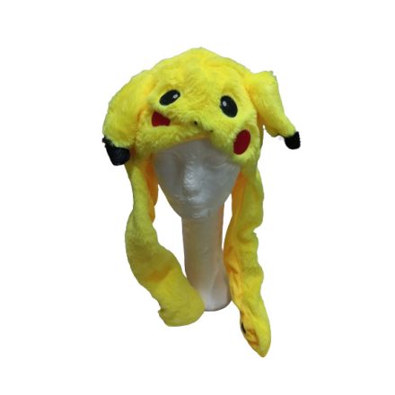 Szőrmés mozgatható fülű, vicces sapka, sárga - Pokémon - Pikachu - ÚJ