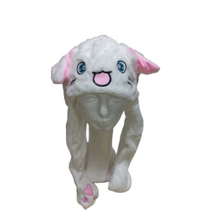 Fehér nyuszi (anime) mozgatható fülű, vicces sapka - ÚJ