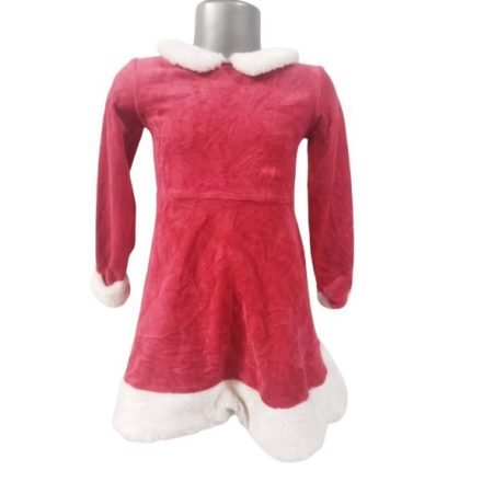 98-104-es piros szőrmeszegélyes karácsonyi ruha, mikulás ruha