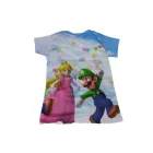 140-es kék mintás póló - Super Mario - Luigi - ÚJ