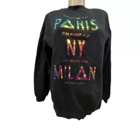   158-164-es fekete színjátszós feliratos lány pulóver - H&M