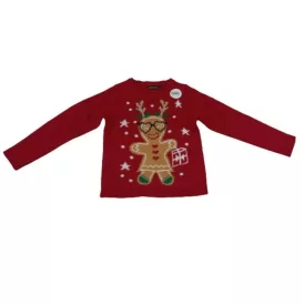   116-os piros karácsonyos kötött pulóver - In Extenso - ÚJ