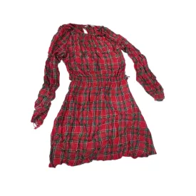 164-es piros kockás, skótkockás puha pamut ruha - H&M