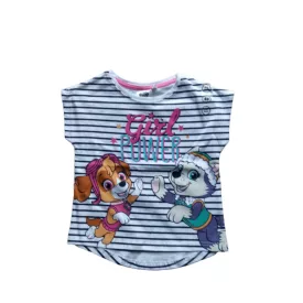  92-es fehér csíkos lány póló - Paw Patrol - Mancs Őrjárat - ÚJ