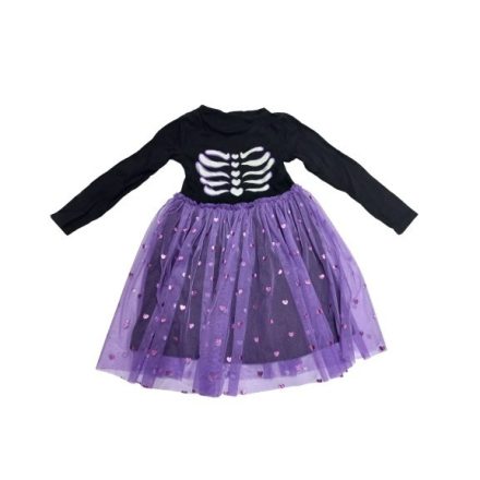 128-as fekete-lila csontvázas tüllös ruha, jelmeznek is jó - Halloween - Little Kids