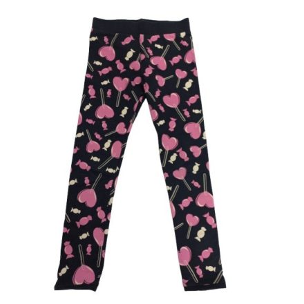 128-as fekete-rózsaszín cukorkás leggings - Little Kids