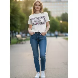 164-es vajszínű párducmintás feliratos póló - C&A