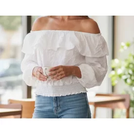 170-es fehér vállra húzható blúz - H&M