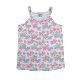 110-es fehér virágos pántos póló - Kiki & Koko - ÚJ