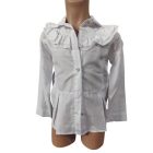 116-122-es fehér hosszú ujjú csipkés-fodros alkalmi, ünneplő blúz - Sirin Kiz - ÚJ