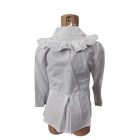 122-128-as fehér hosszú ujjú csipkés-fodros alkalmi, ünneplő blúz - Sirin Kiz - ÚJ